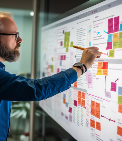 A man working on the UI & UX strategy in the office